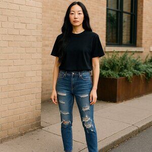 Topshop Moto Jamie 28 x 30 (26 x 27) Medium Wash Distressed Skinny Denim Jeans